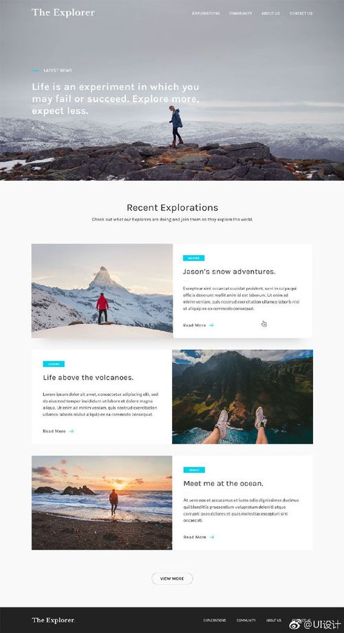 感受大自然 旅行博客網(wǎng)頁設計的UI靈感分享